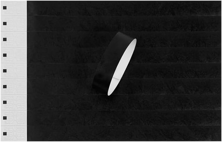 IDwrists أساور سوداء للفعاليات - 500 قطعة - أساور ورقية مقاومة للتمزق مريحة مقاومة للماء خفيفة الوزن لأحداث الحفلات، المهرجانات، الدخول، الحفلات - Image 2